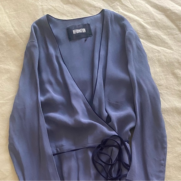 NWOT Blue Wrap Dress - Reformation Bamboo Dress - Picture 11 of 11